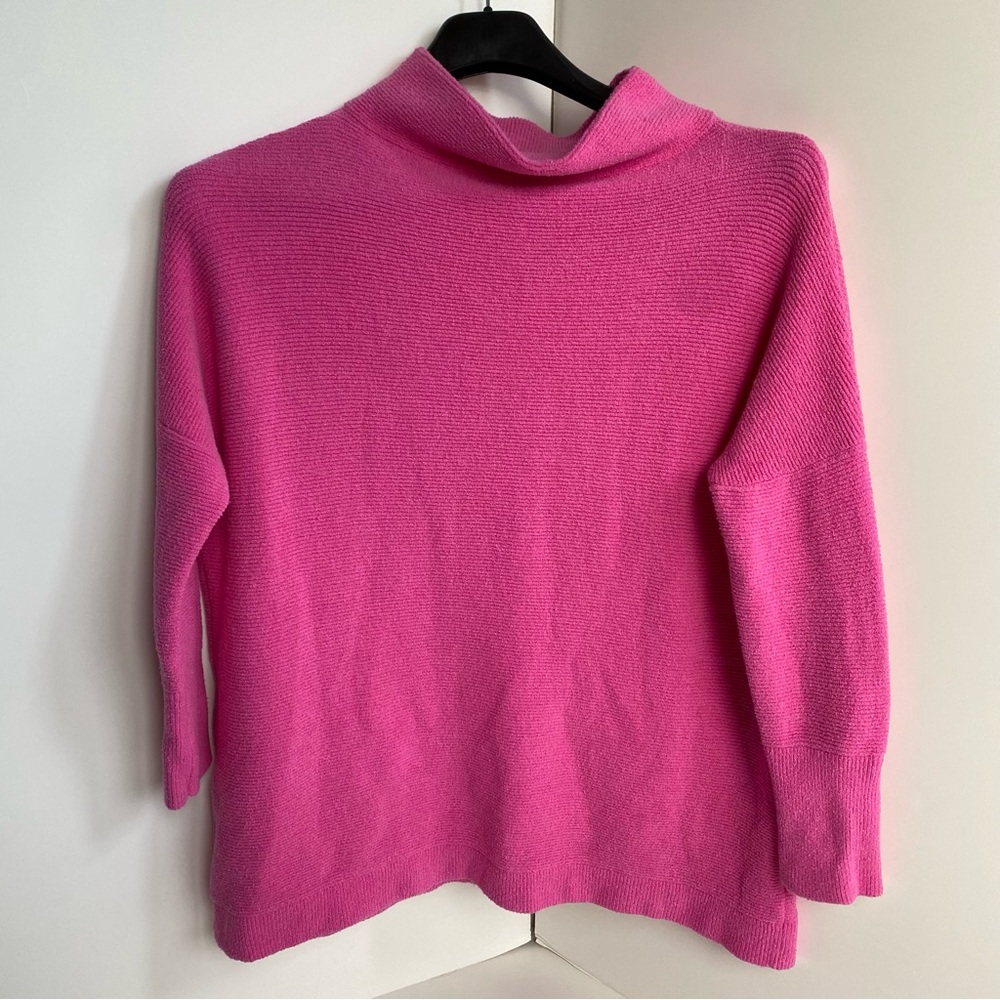 🌻Free People Vibrant Pink Cowl Neck Sweater